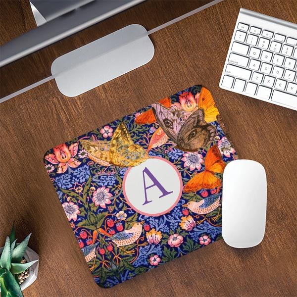 Butterflies Floral Design Customized Printed Rectangle Mousepad