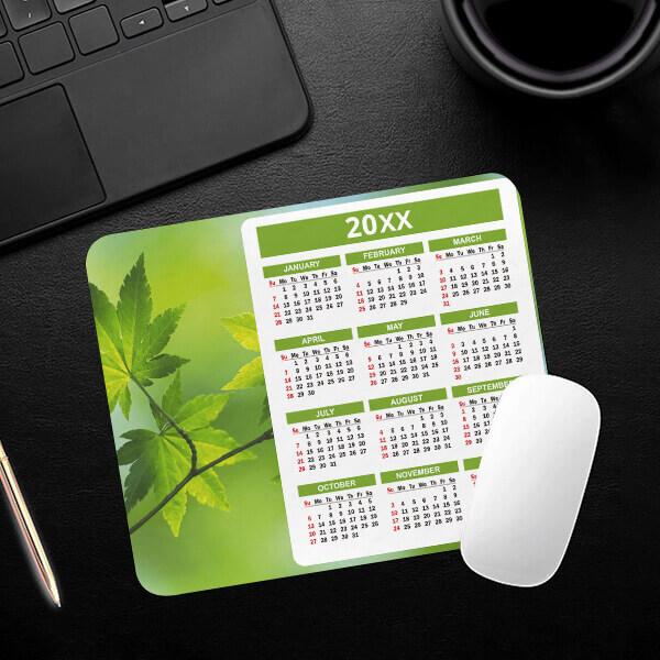 Fresh Leaves Printed Rectangle Calendar Mousepad Photo Mouse Pad