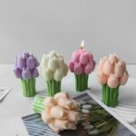Fiamora | Premium Tulip Bouquet Scented Candle | (190g) – Rose, Cinnamon, Coffee, Lemongrass & Sandalwood | Premium Home Décor & Gifting Candle