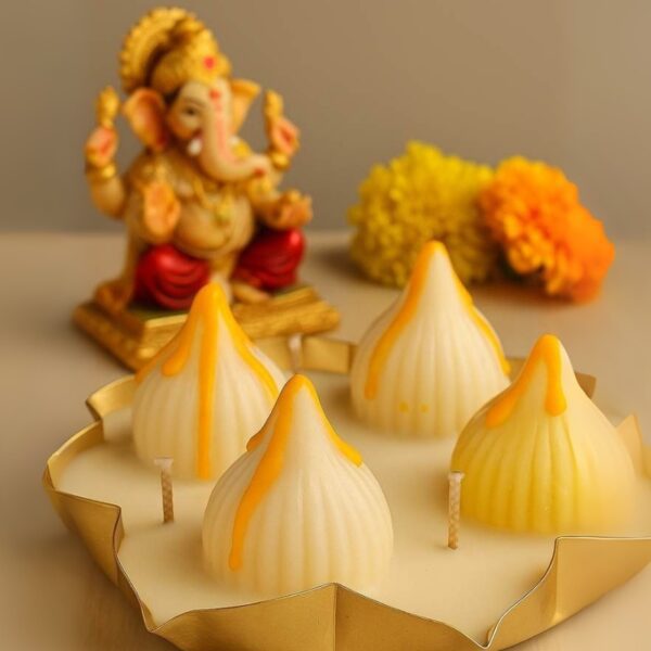 Premium Scented Modak Lotus Urli Candles for Divine Festive Décor