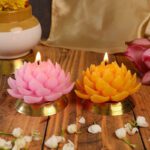 Fiamora | Premium Decorative Scented Lotus Candles | 170g – Rose, Lavender & Ocean Breeze Fragrance