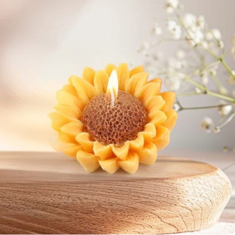 Fiamora | Premium Scented Sunflower Candles (Set of 2 and 4) | Candles in Rose, Ocean Breeze, Lemon Grass & Sandalwood | 90g Each | Decorative & Aromatherapy Candles for Diwali, Home Décor, Gifting & Relaxation