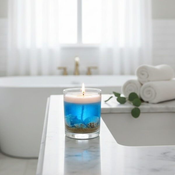 Fiamora Ocean & Sea Shells Glass Candle 200g with Lid and 300g Glass Candle – Scented Decorative Candle for Home