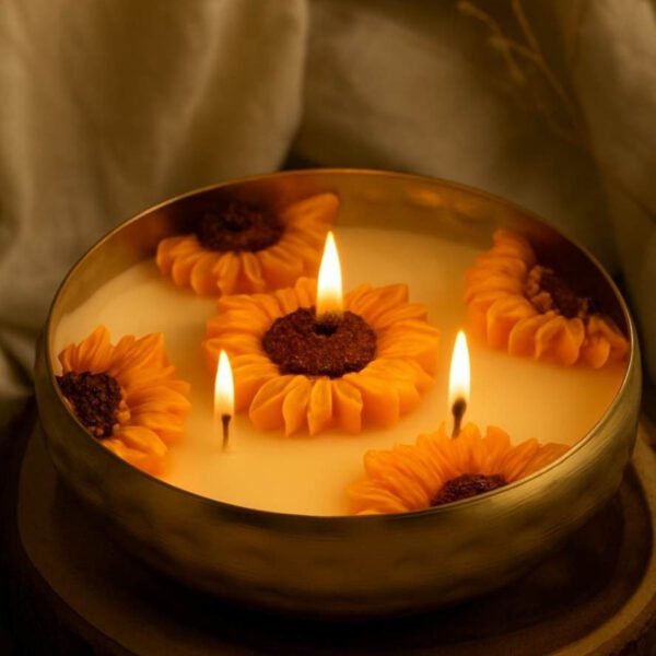 Floral Scented Sunflower Urli Decorative Candle
