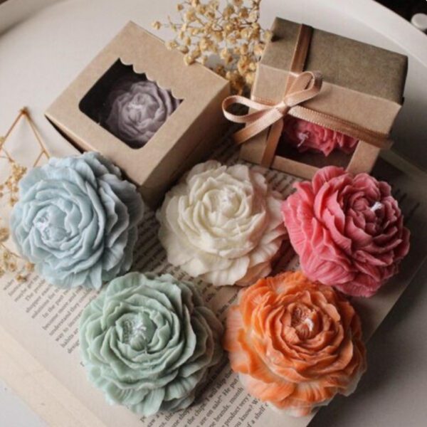 Fiamora | Premium Scented Candles Peony Candles Set of 4 | Rose, Cinnamon, Coffee, Lemongrass, Sandalwood | 160g Each | Diwali Gift & Home Décor