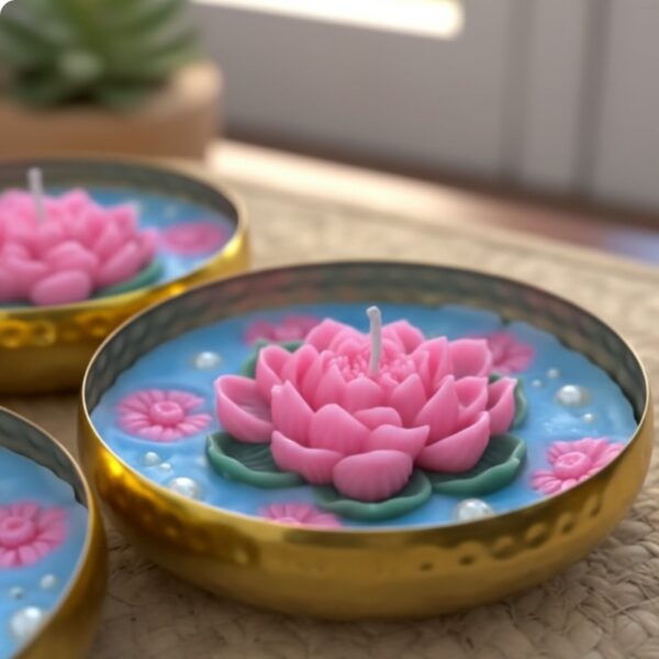 Premium Floral Scented Lotus Urli Candle for Elegant Home Décor