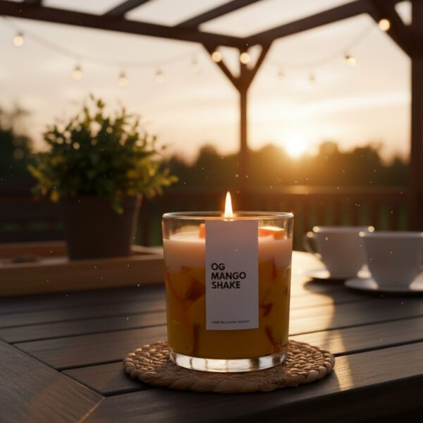 Scented Mango Shake Glass Candle with Lid – Long-Lasting Aromatherapy for Home & Gifting