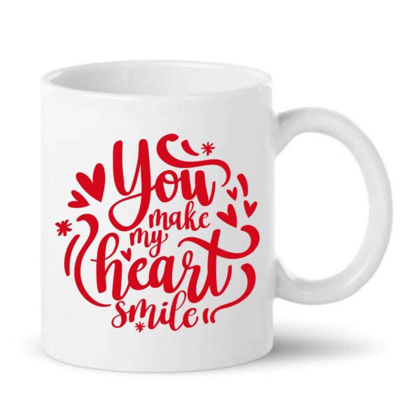 "You Make My Heart Smile" Loving Gift for Couples, Boyfriend & Girlfriend – 330ml Ceramic Mug, Perfect for Gifting