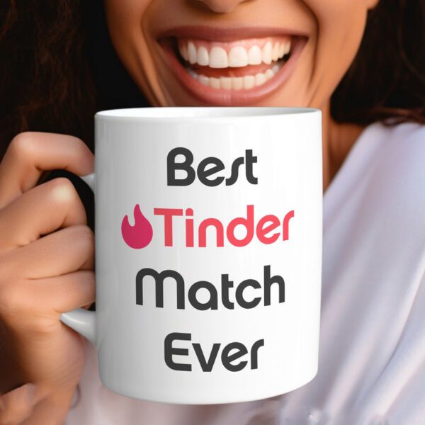 Best Tinder Match Ever Ceramic Coffee Mug – Funny Romantic Gift Mug for Boyfriend, Girlfriend & Couples | Premium 330ml Printed Coffee Cup