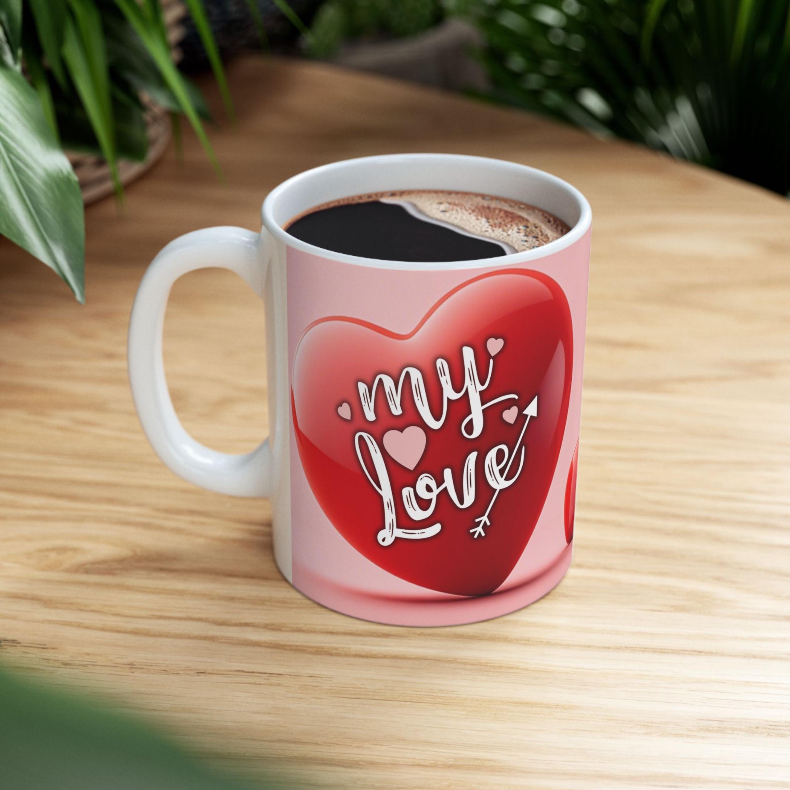 My Love Heart Ceramic Coffee Mug – Romantic Love Coffee Mug | Premium 330ml Gift for Boyfriend, Girlfriend, Husband & Wife
