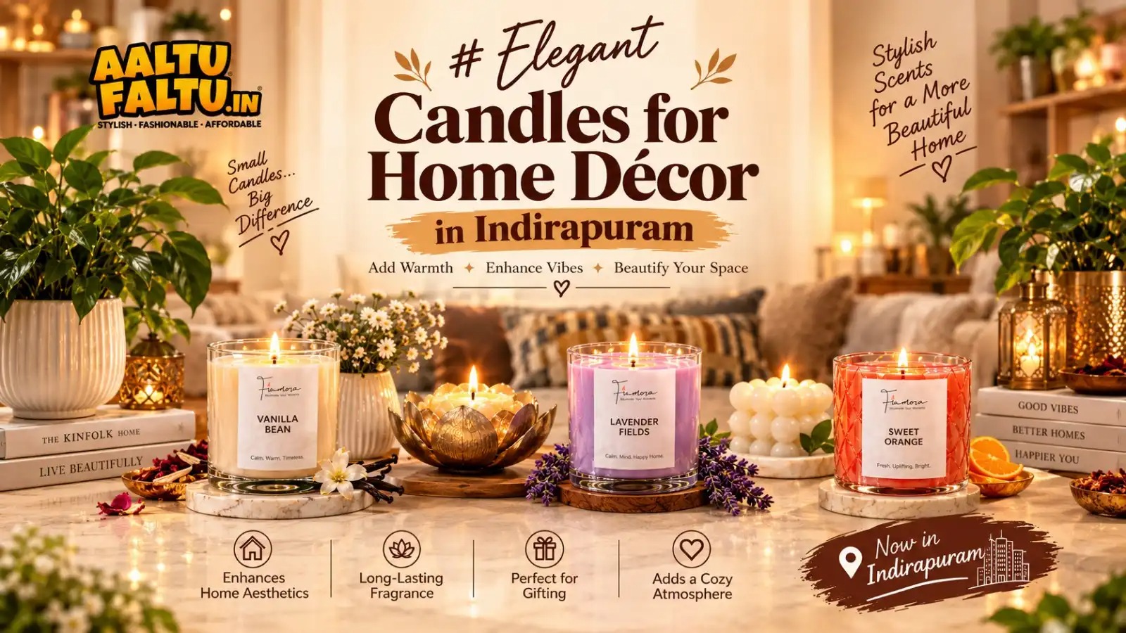 Elegant candles for home décor in Indirapuram